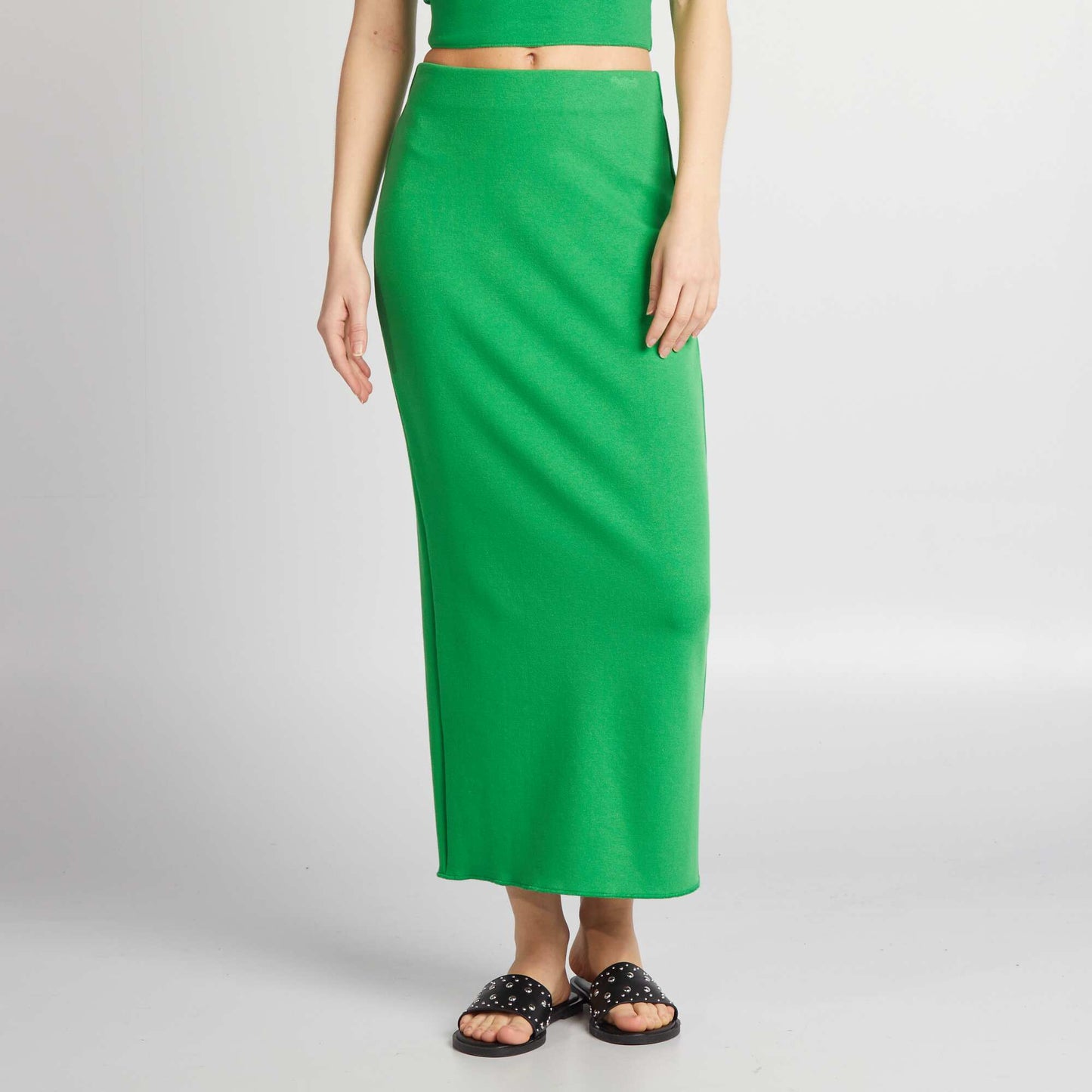 Knit tube skirt GREEN