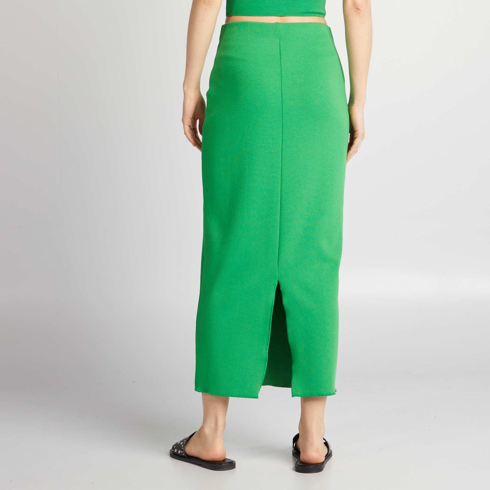 Knit tube skirt GREEN