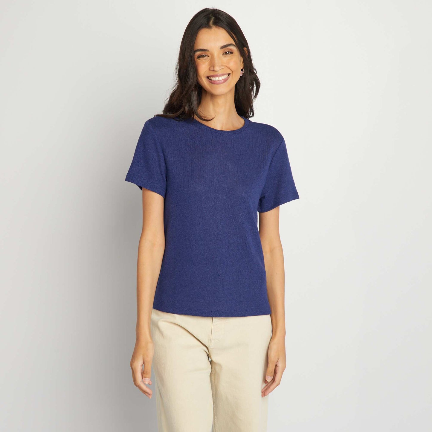 Short-sleeved T-shirt with round neckline BLUE