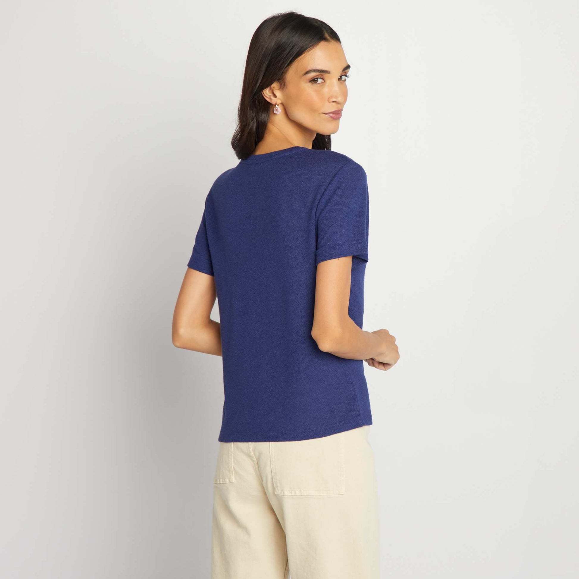 Short-sleeved T-shirt with round neckline BLUE
