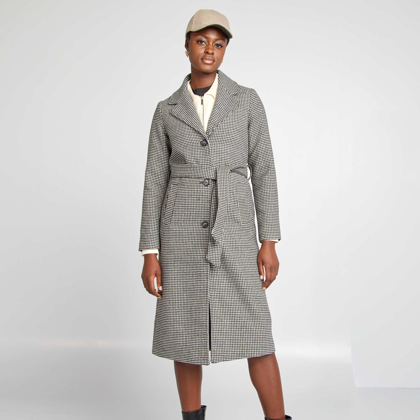 Linen blend coat BLACK