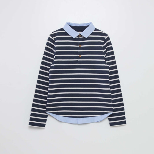 Two-tone jersey polo shirt BLUE