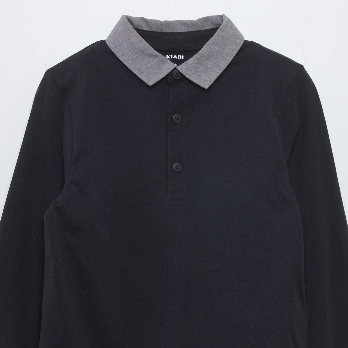 Two-tone jersey polo shirt BLACK