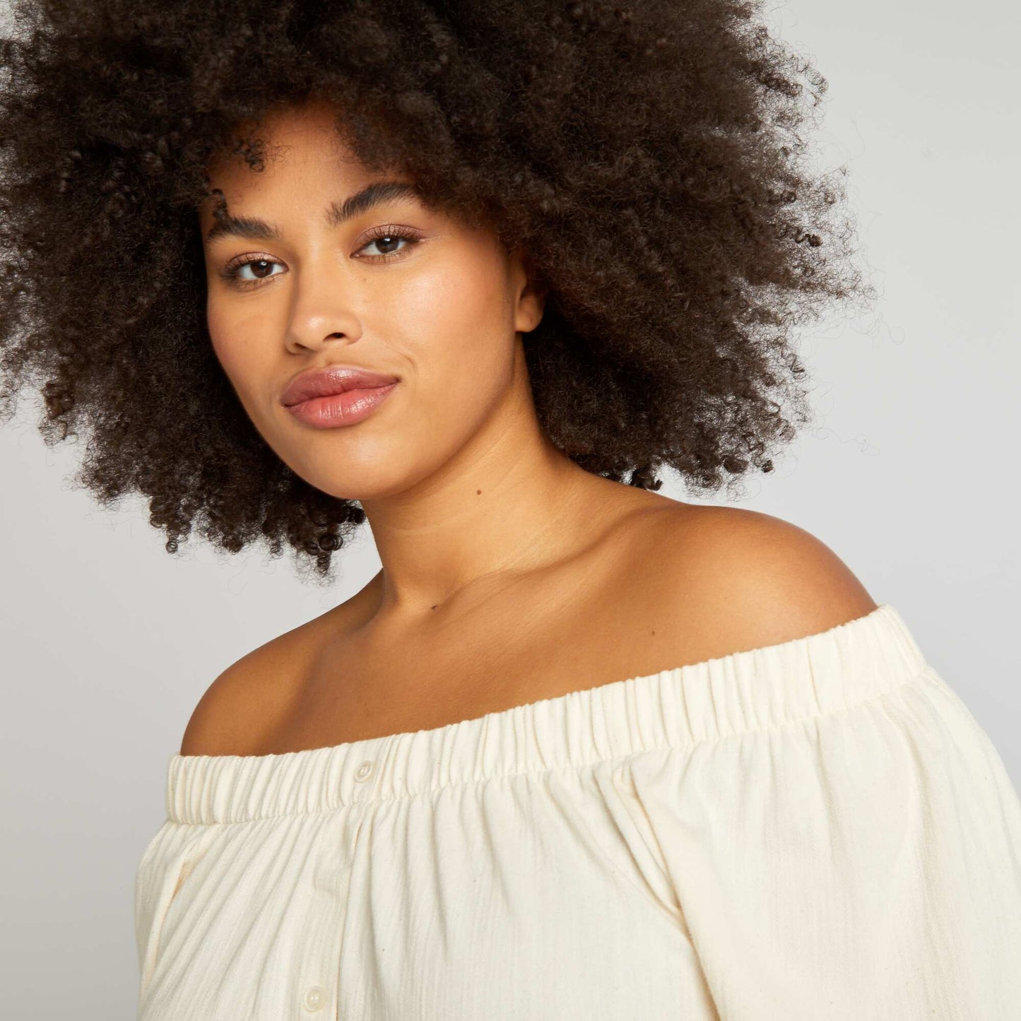 T-shirt with Bardot neckline BEIGE