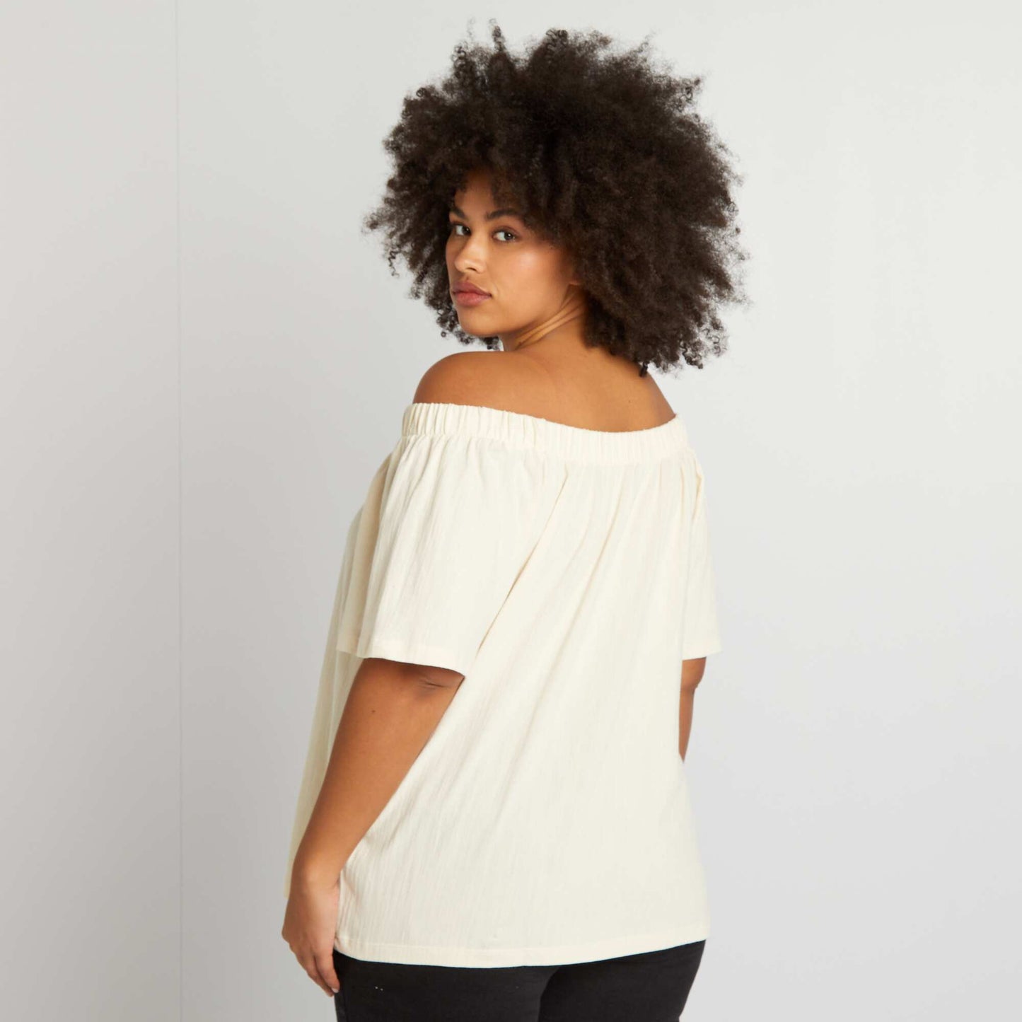 T-shirt with Bardot neckline BEIGE