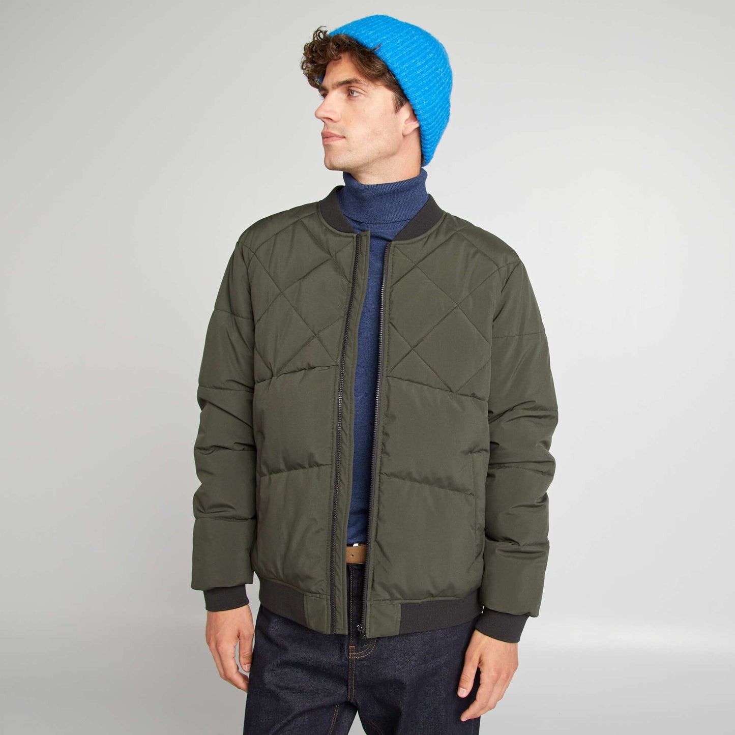 Quilted padded jacket KHAKI