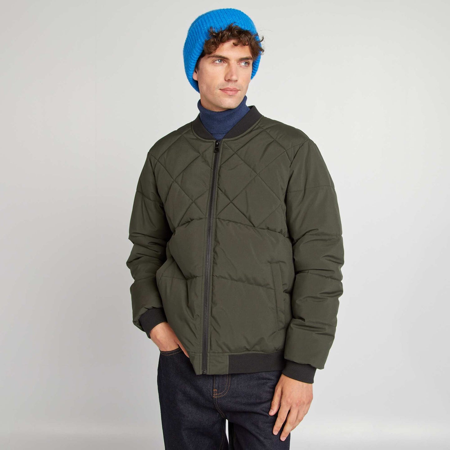 Quilted padded jacket KHAKI