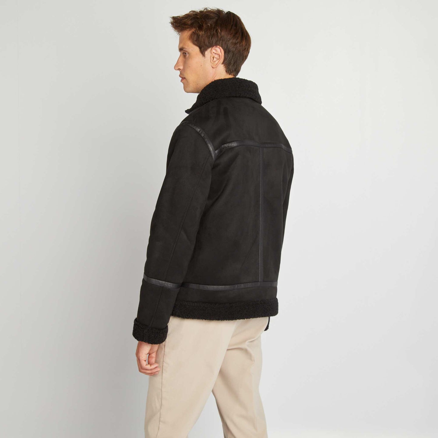 Suedette and sherpa jacket black