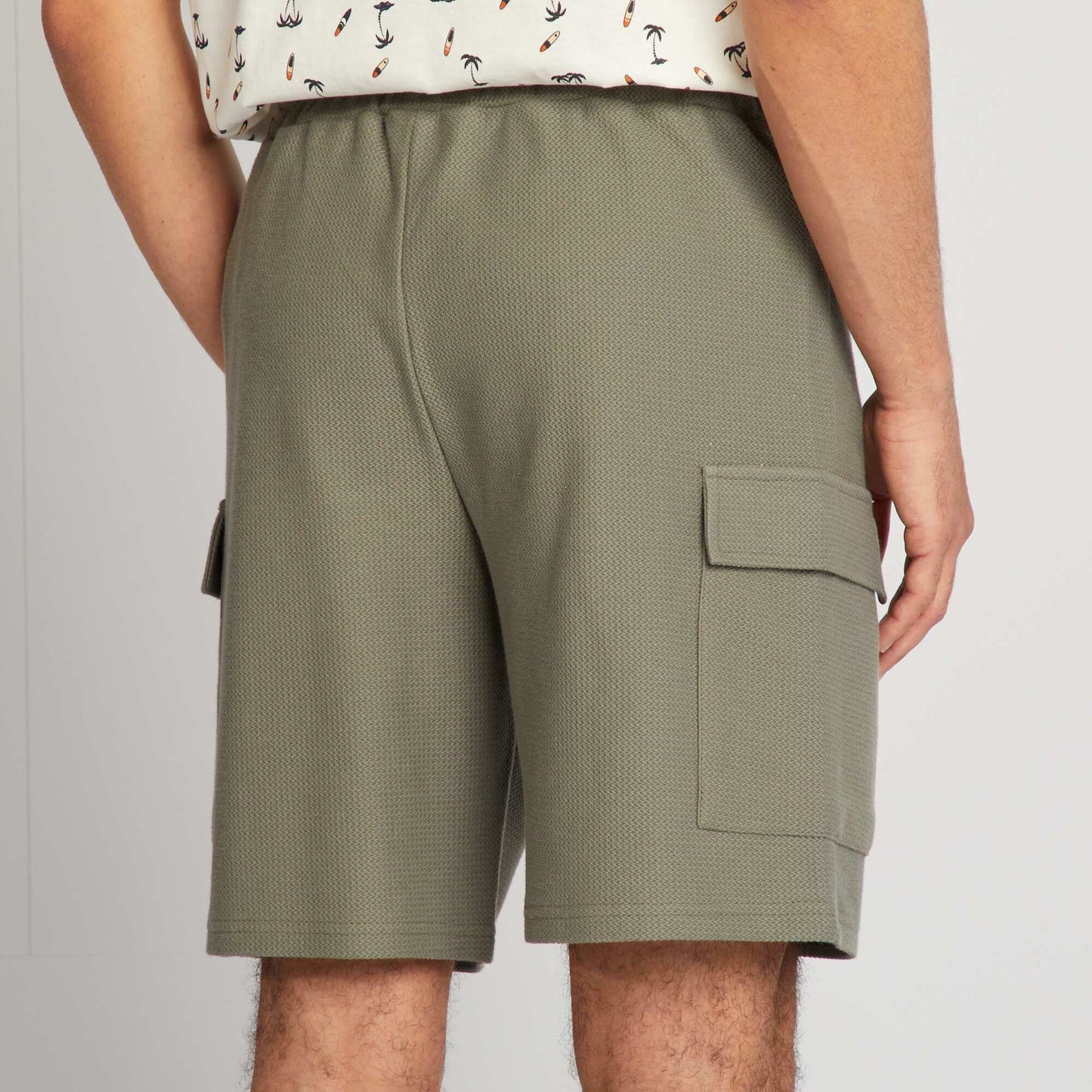 Cotton piqué Bermuda shorts with pockets GREEN
