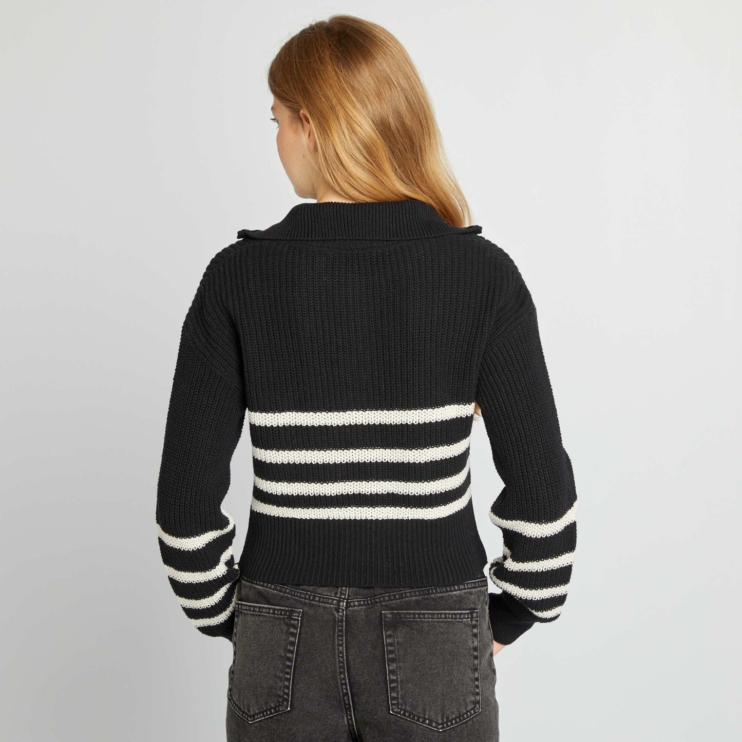 Jumper with high zip-up neckline BLACK