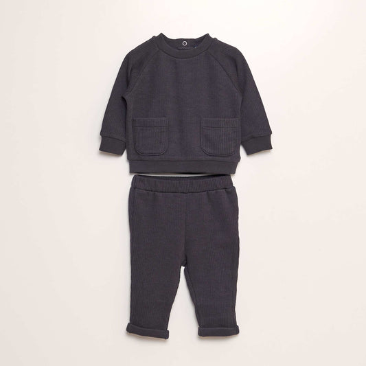 Ribbed knit set - 2-piece set BLACK