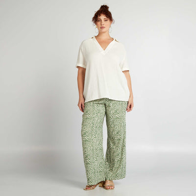 بلوزة شاش قطني سادة أبيض