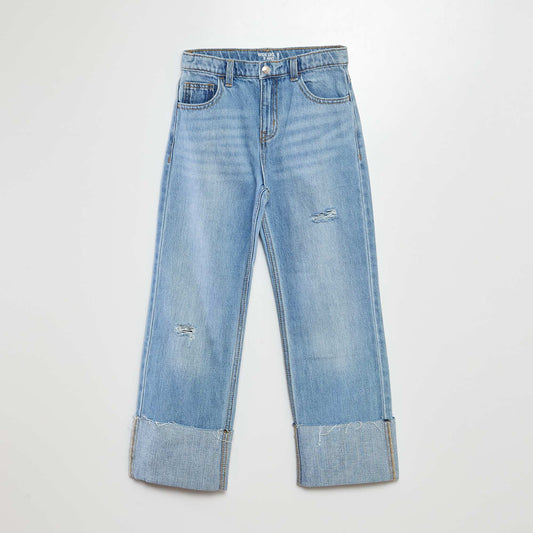 Wide-leg cuffed jeans BLUE