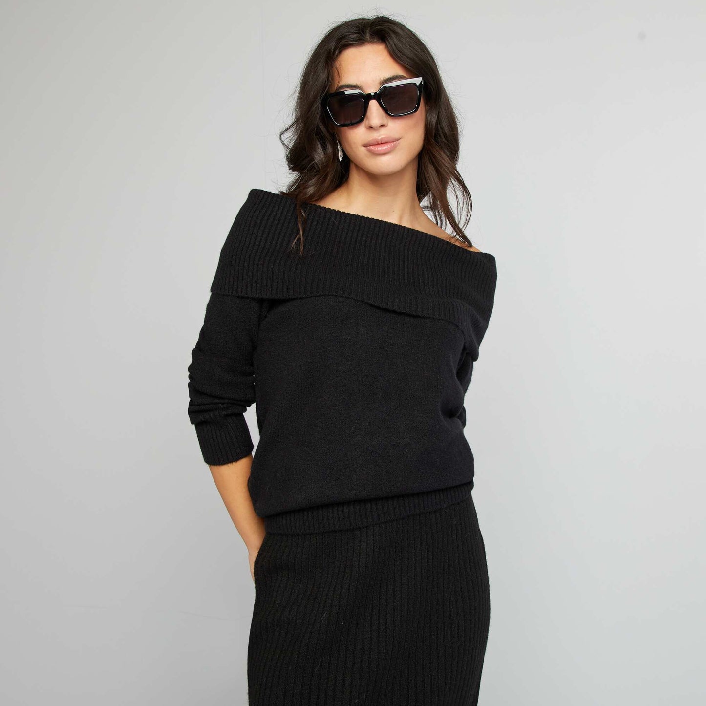 Knit sweater with high neck black