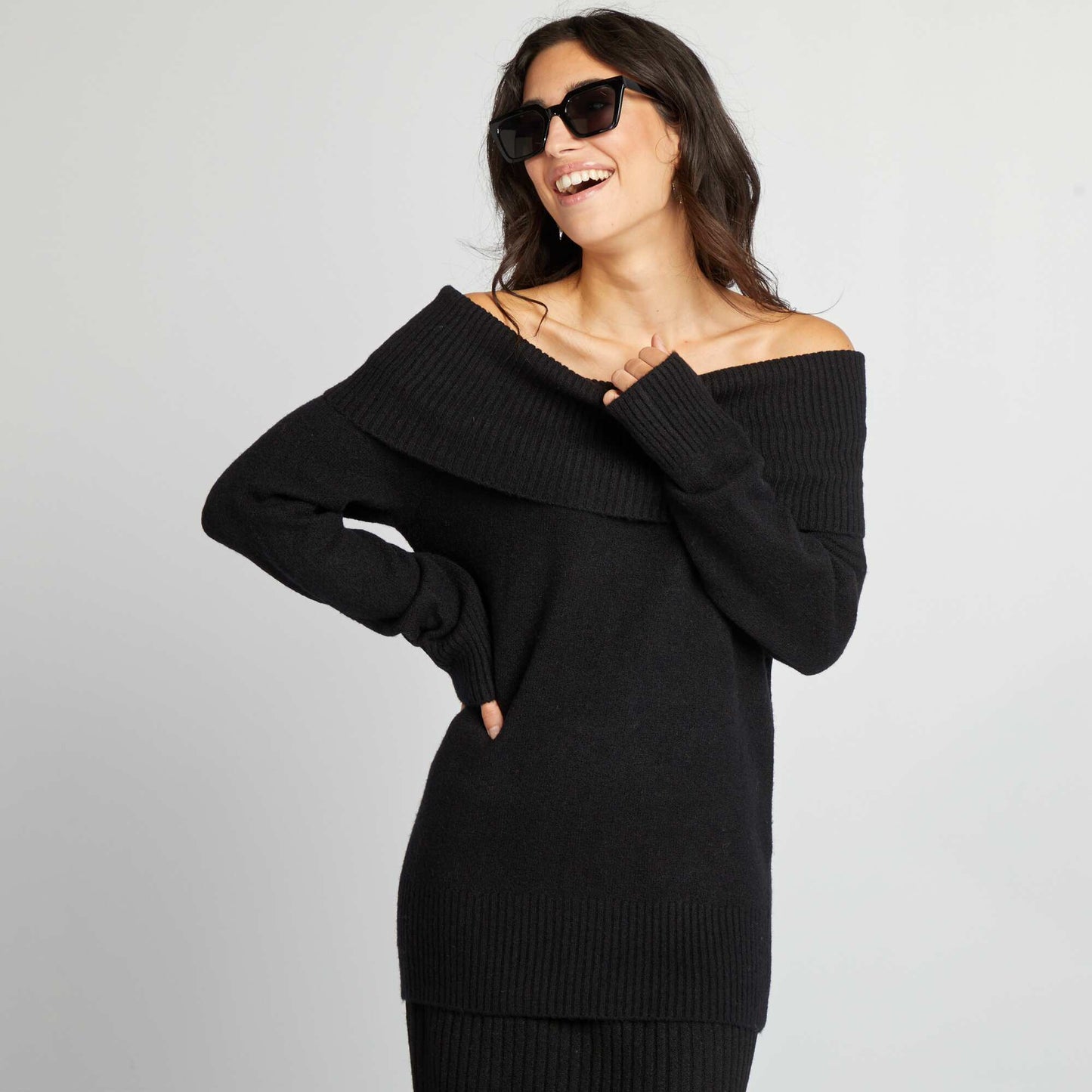 Knit sweater with high neck black