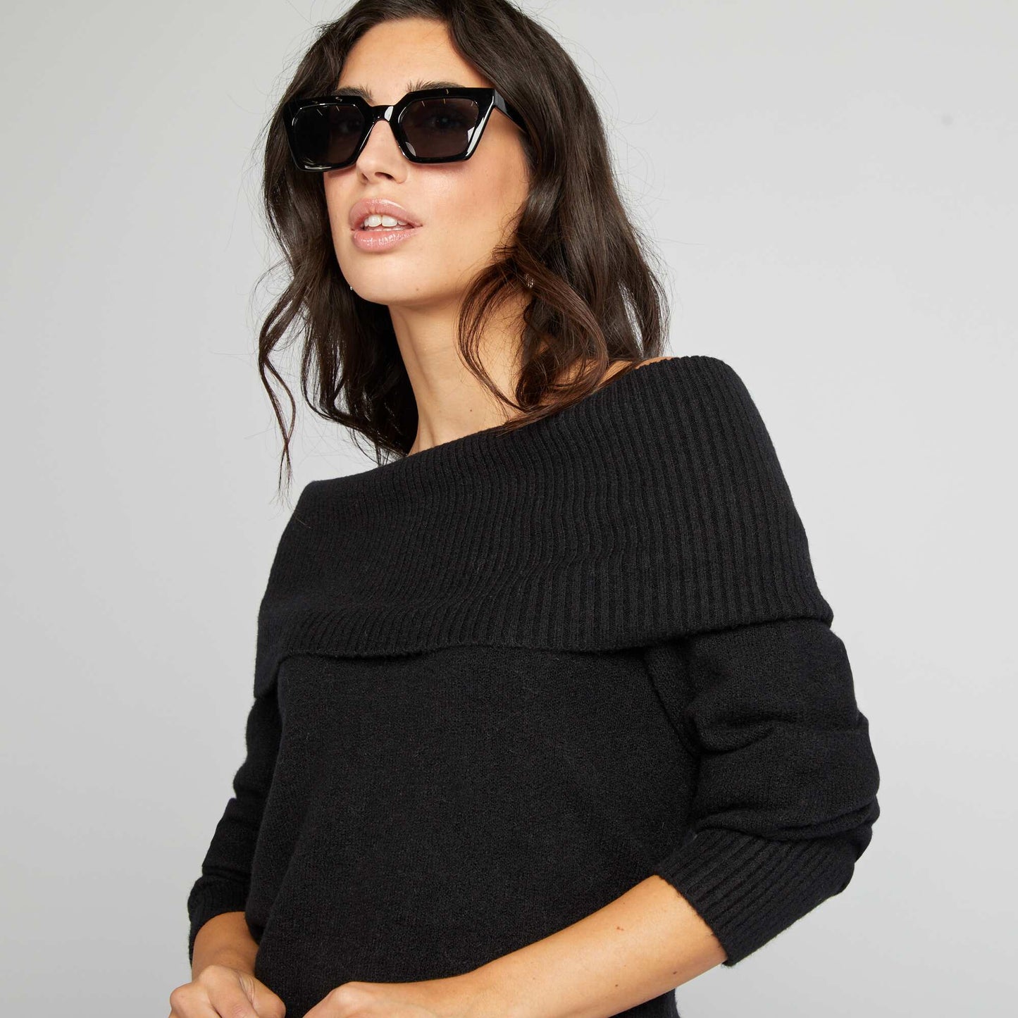 Knit sweater with high neck black