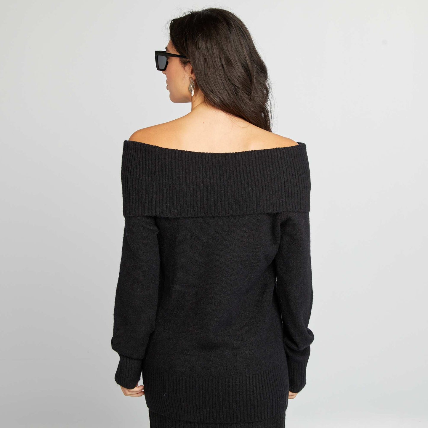 Knit sweater with high neck black