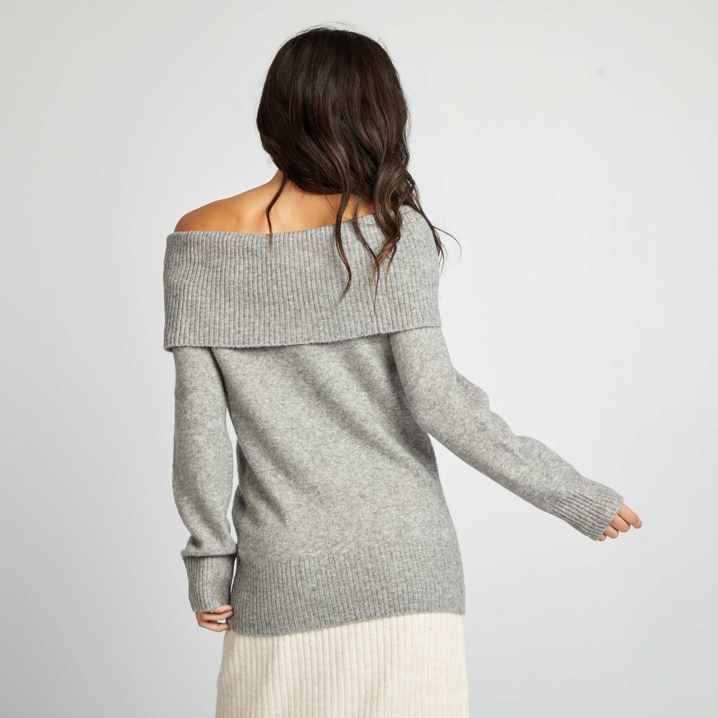 Knit sweater with high neck GREY