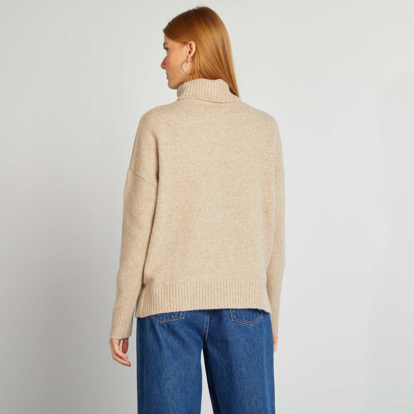 Soft knit polo neck sweater BEIGE