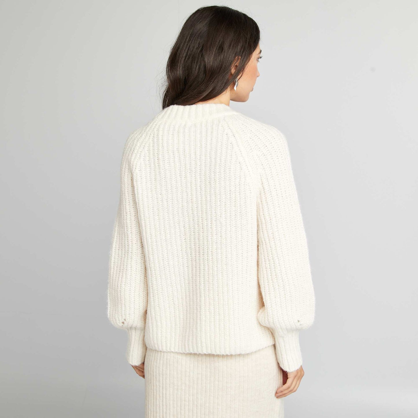 Chunky knit button-up cardigan BEIGE