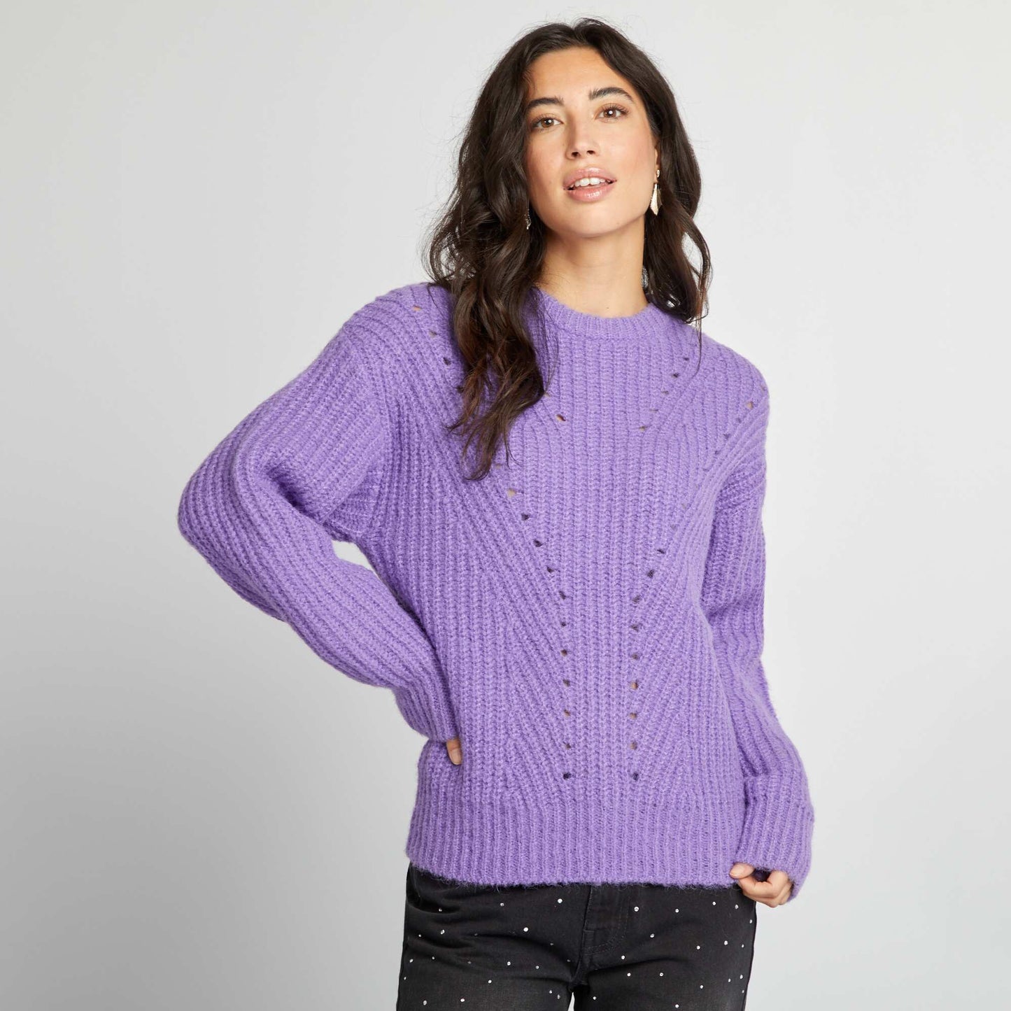 Chunky knit cardigan PURPLE