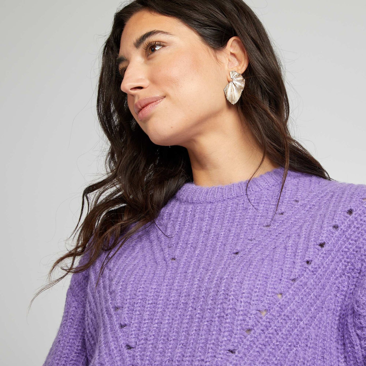 Chunky knit cardigan PURPLE