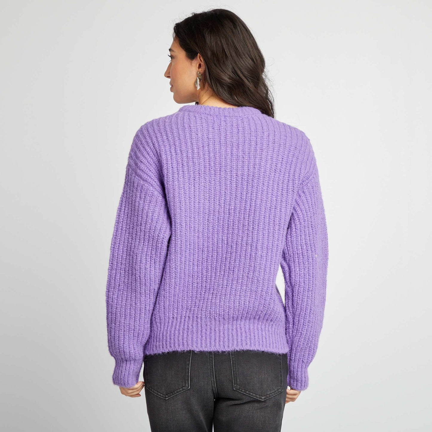 Chunky knit cardigan PURPLE