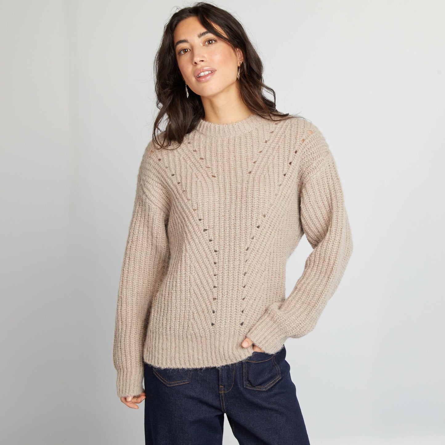 Chunky knit cardigan BEIGE