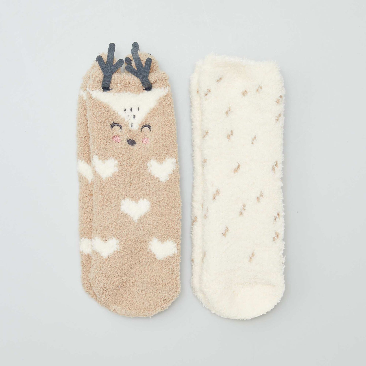 Pack of 2 pairs of cute warm socks BEIGE