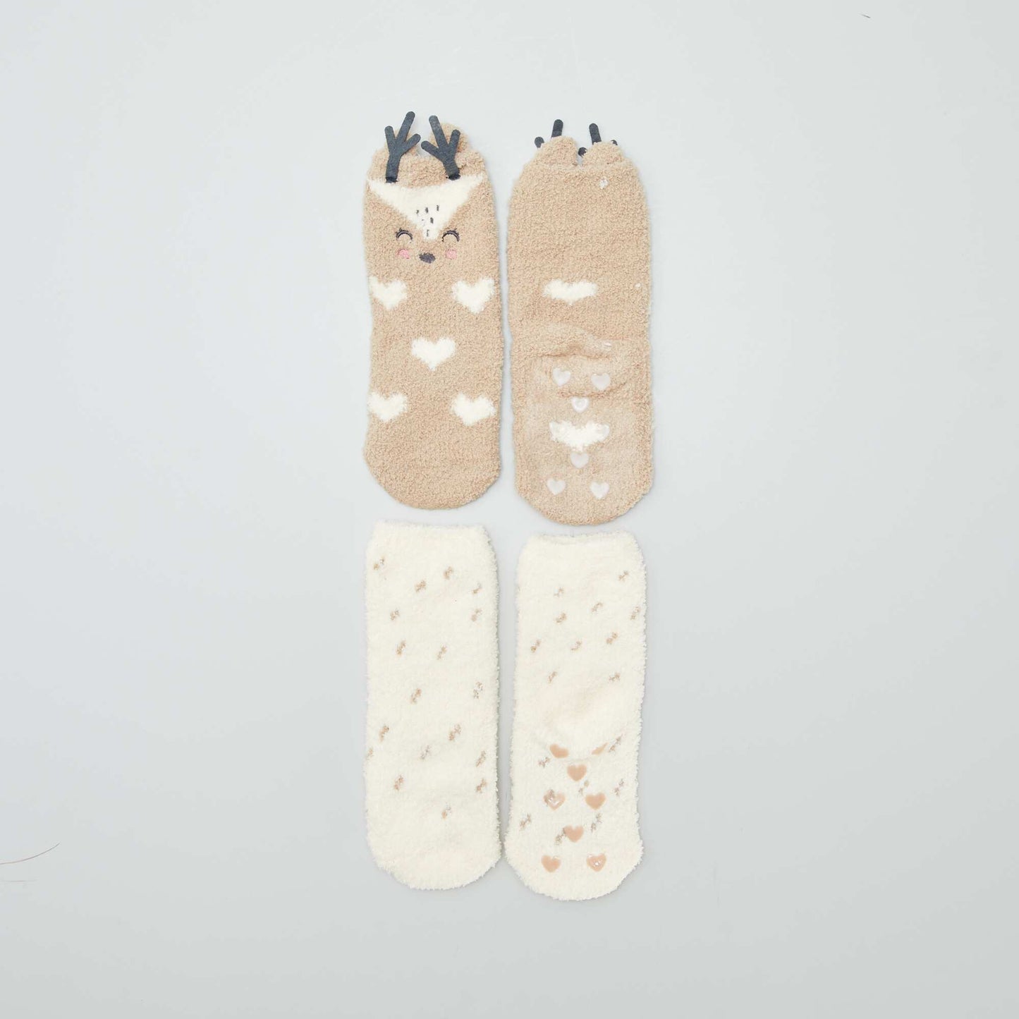 Pack of 2 pairs of cute warm socks BEIGE