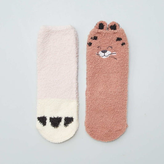 Pack of 2 pairs of cute warm socks PINK