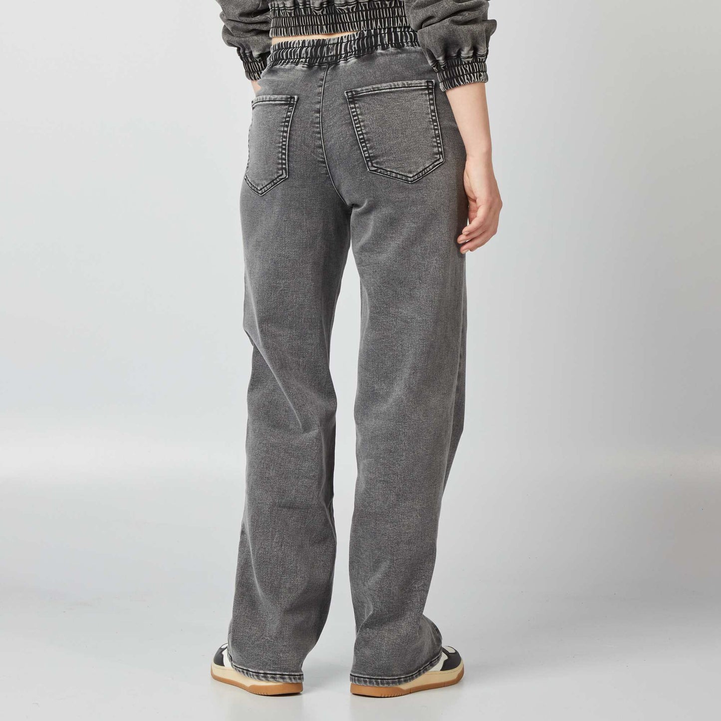 Wide-leg denim trousers GREY