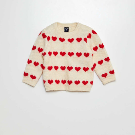 Heart pattern sweater RED