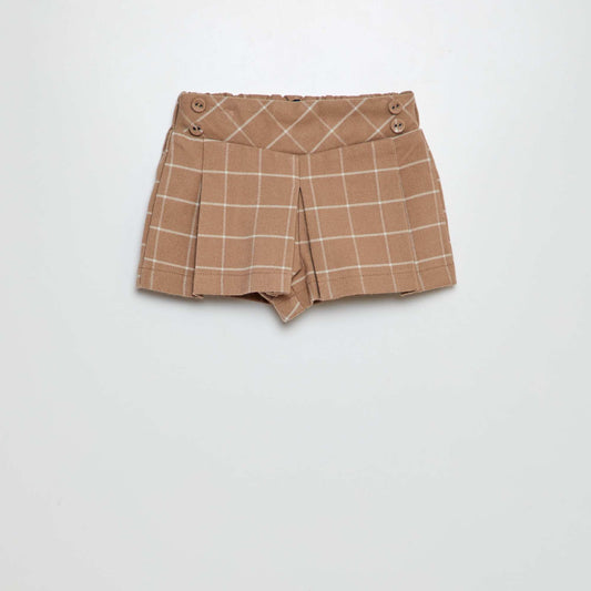 Checked flannel shorts BEIGE