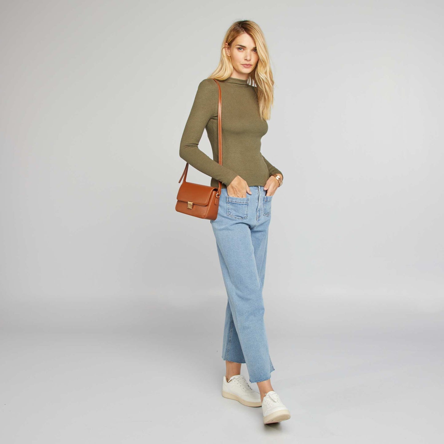 Fine ribbed knit jumper KHAKI