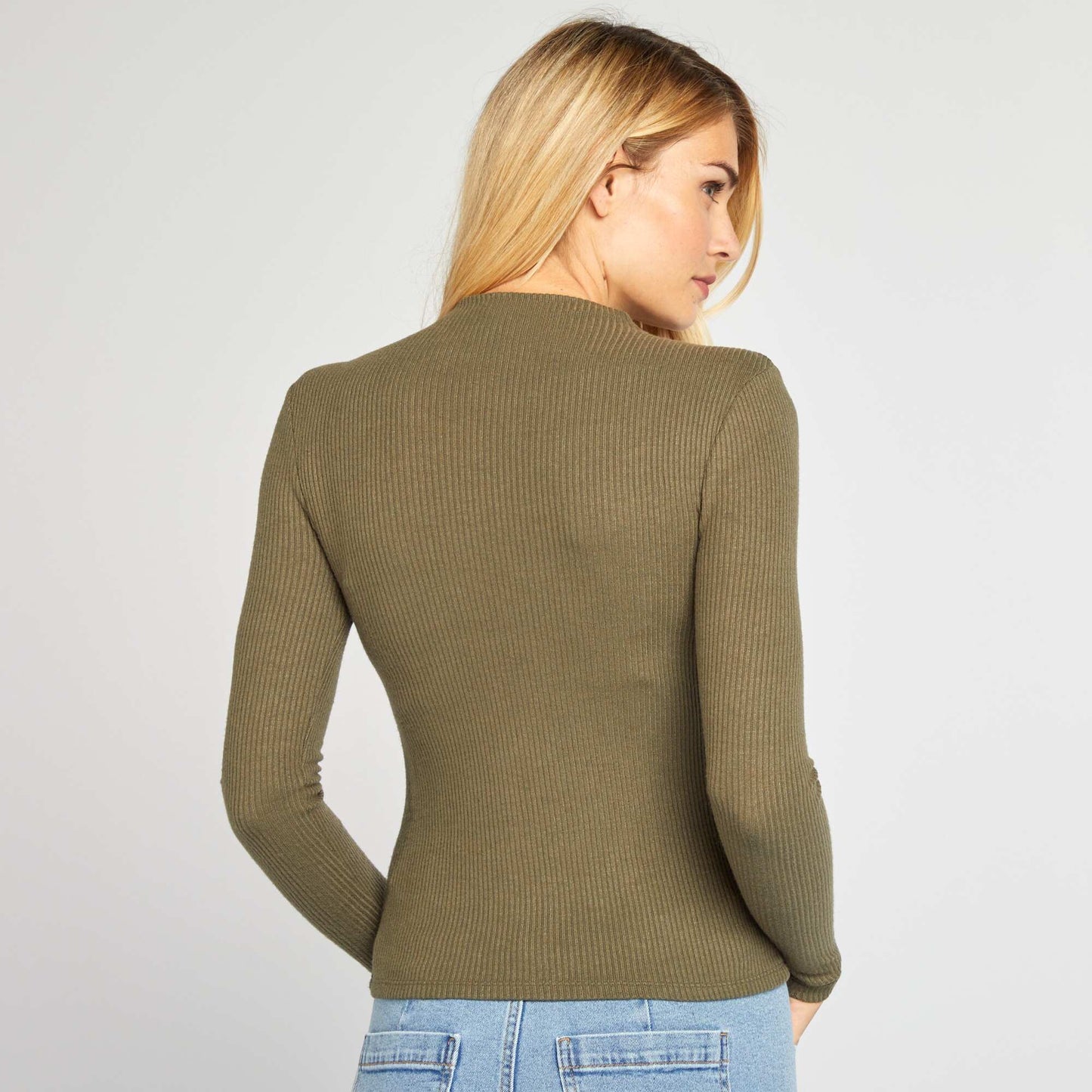 Fine ribbed knit jumper KHAKI