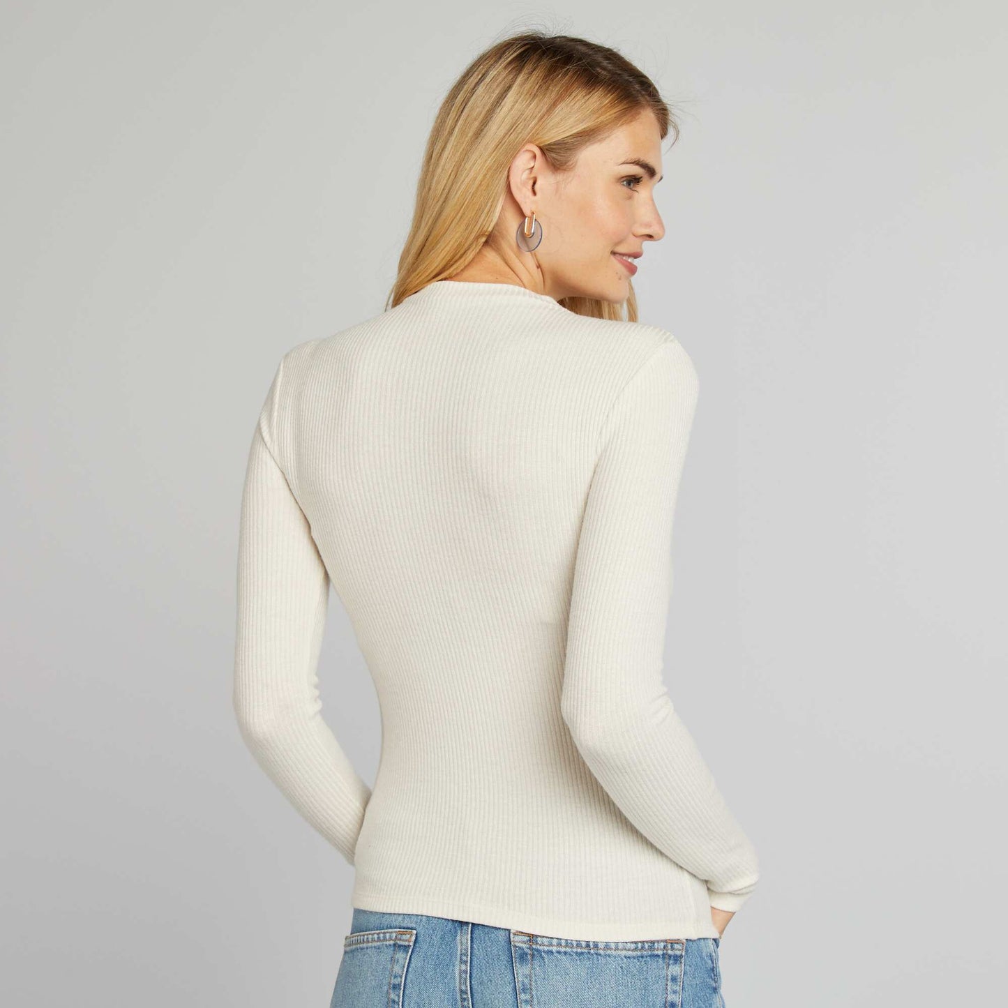 Fine ribbed knit jumper beige