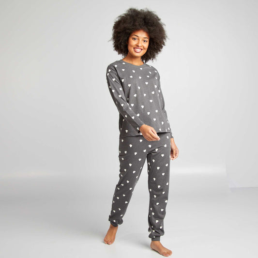 Printed T-shirt pyjama set GREY