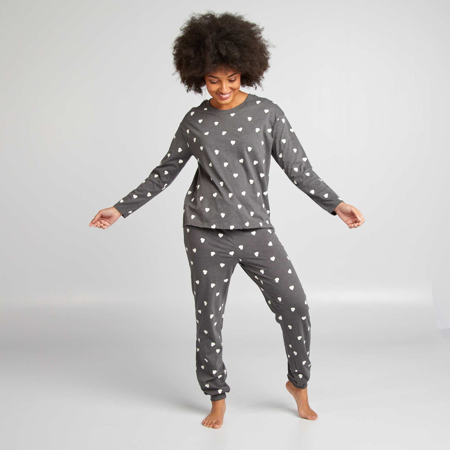 Printed T-shirt pyjama set GREY