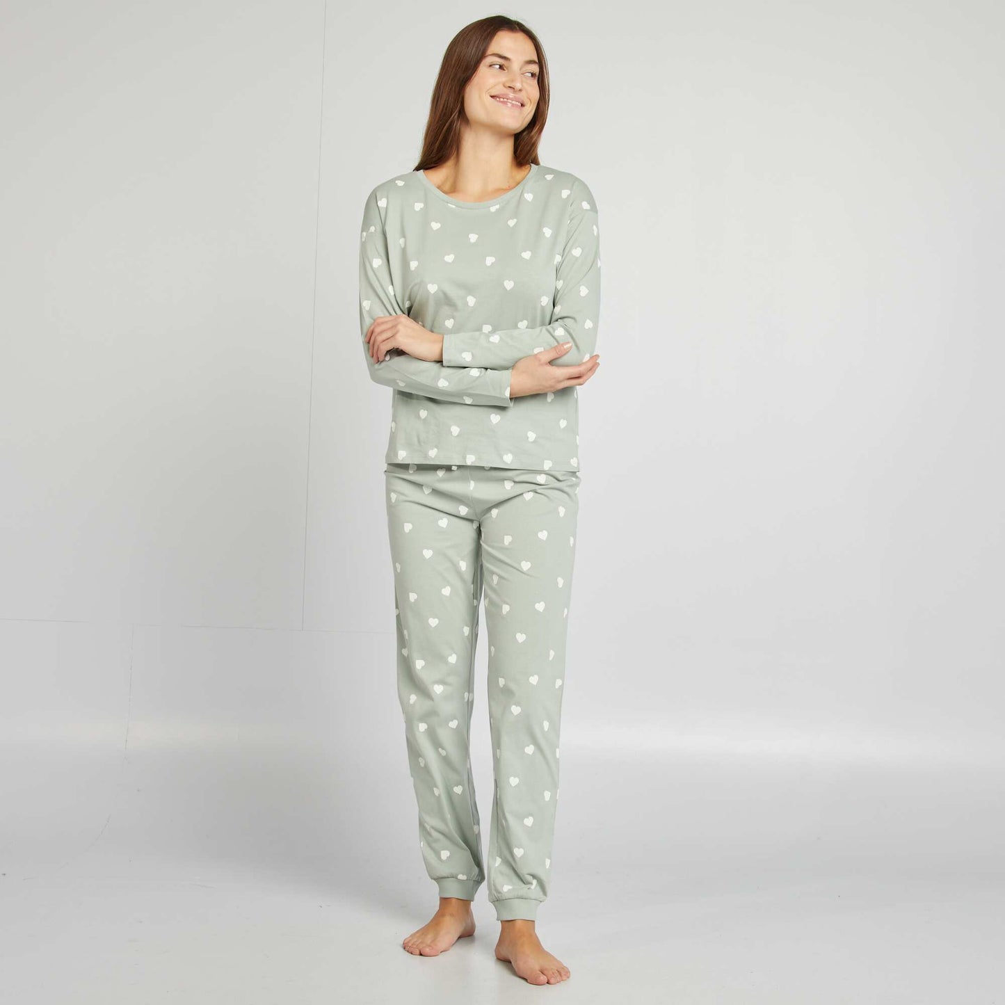 Printed T-shirt pyjama set GREEN