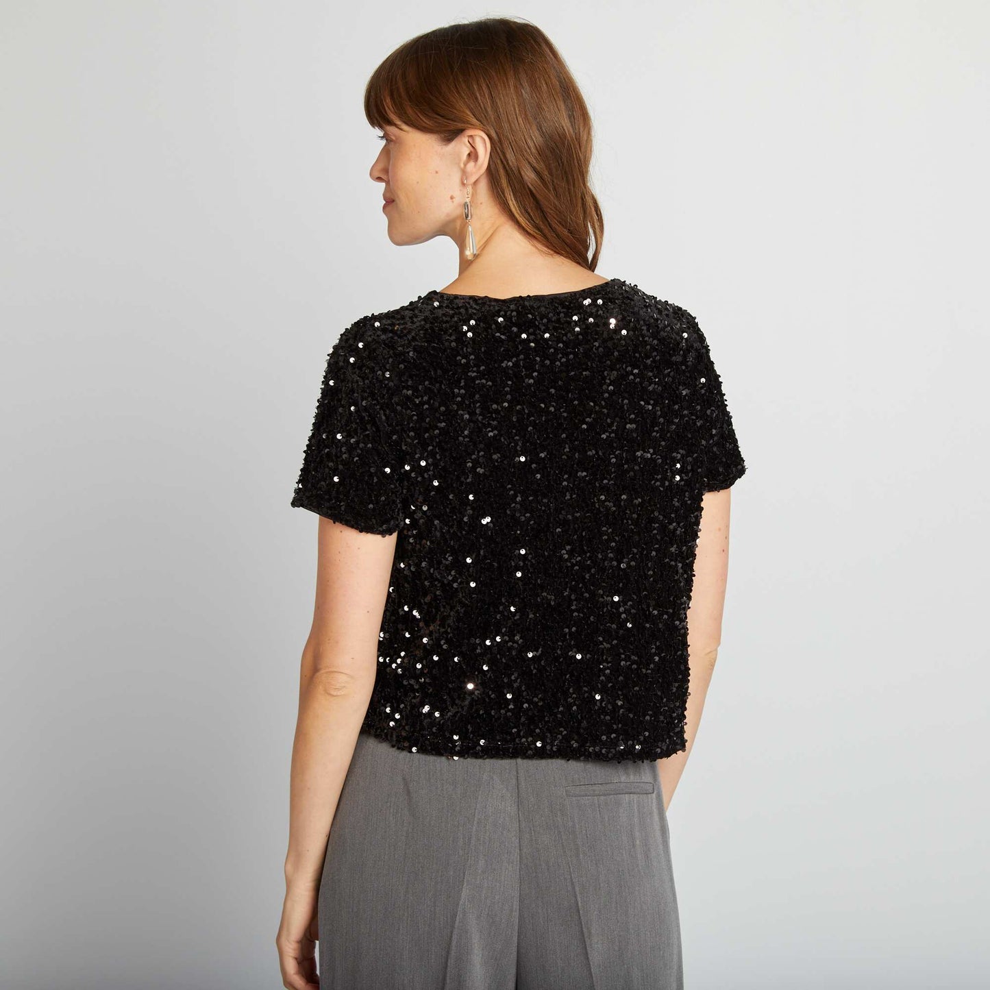 Sequined party T-shirt black