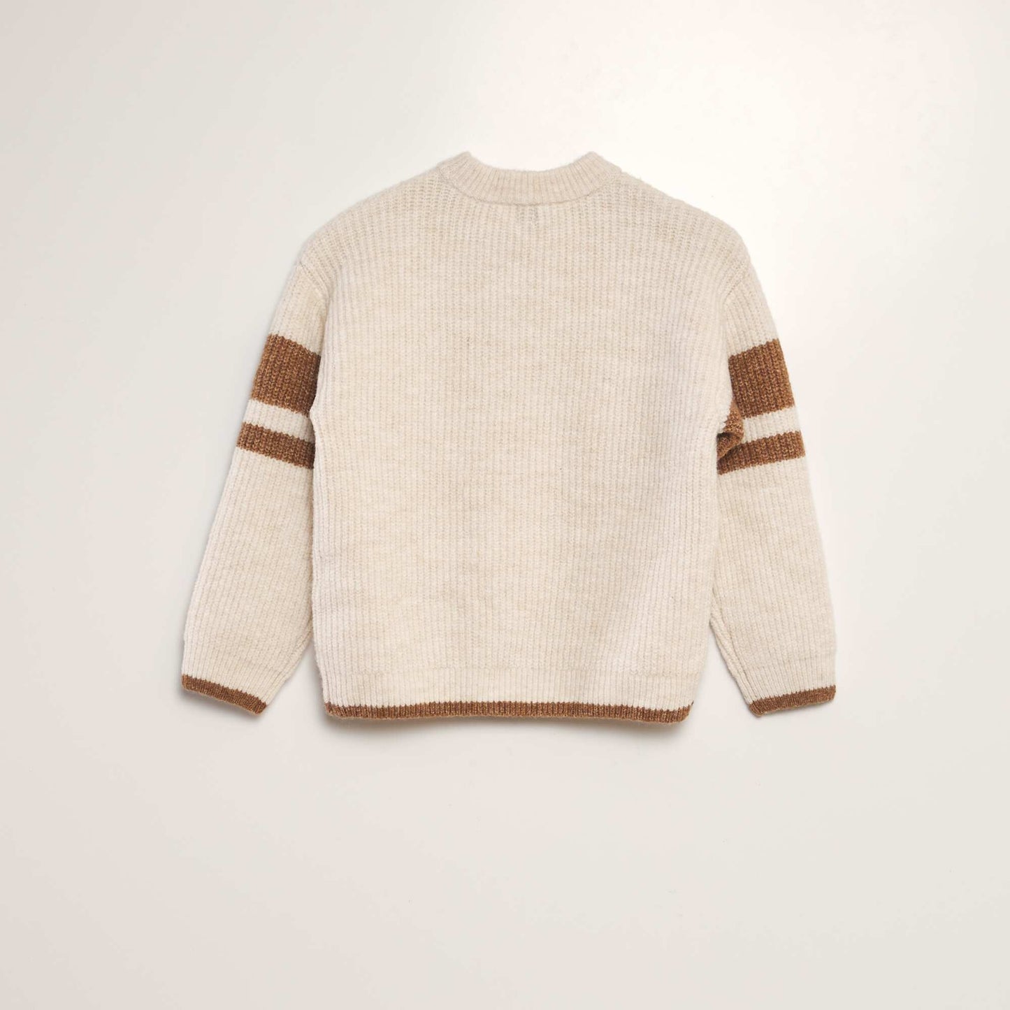 Chunky knit jumper with round neckline BEIGE