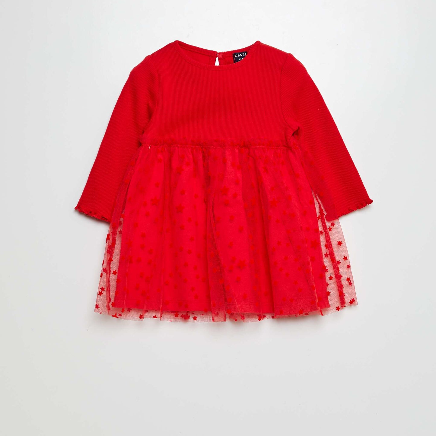 2-in-1 effect dress with tulle skirt RED