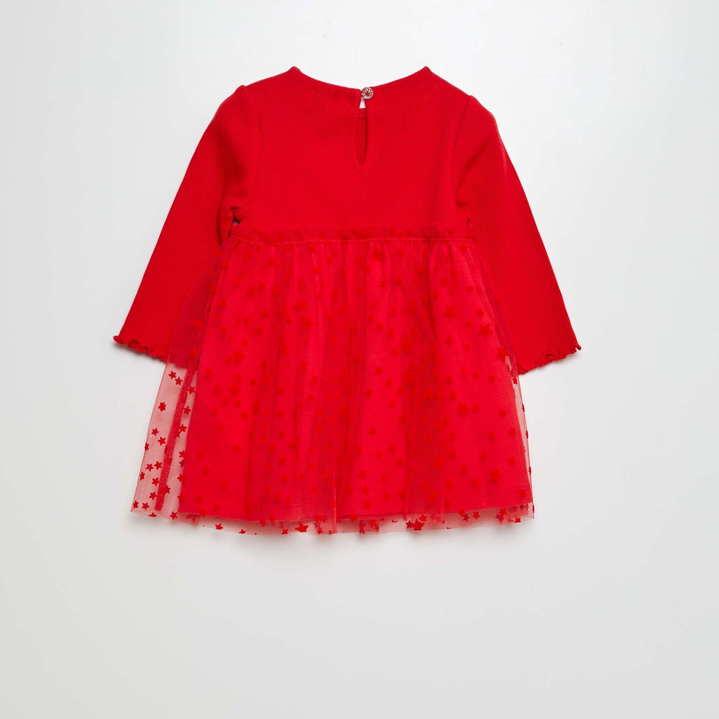 2-in-1 effect dress with tulle skirt RED