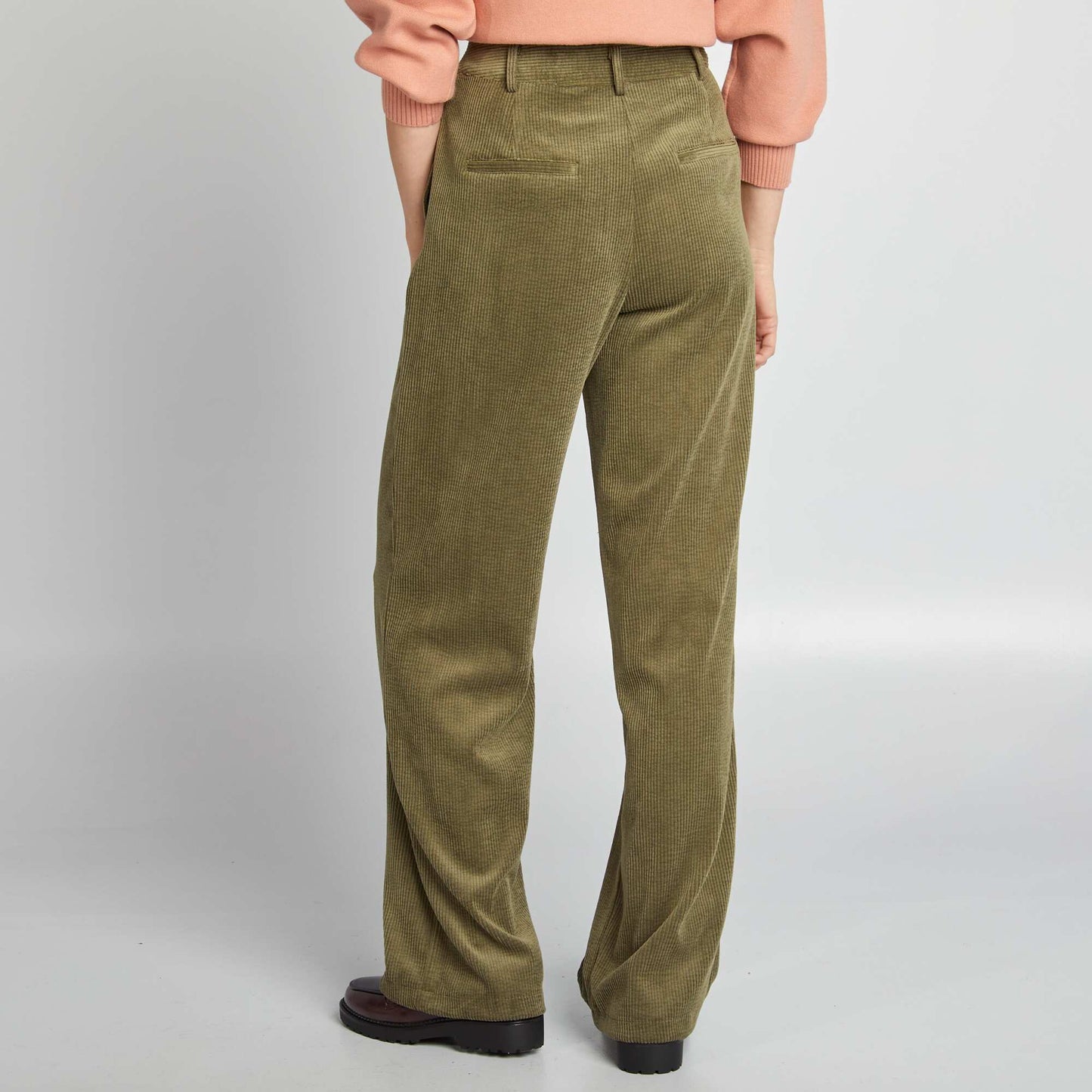 Velvet wide-leg trousers KHAKI