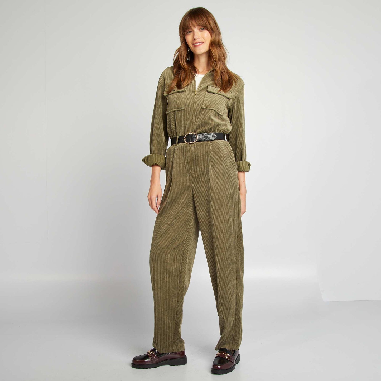 Velour jumpsuit KHAKI