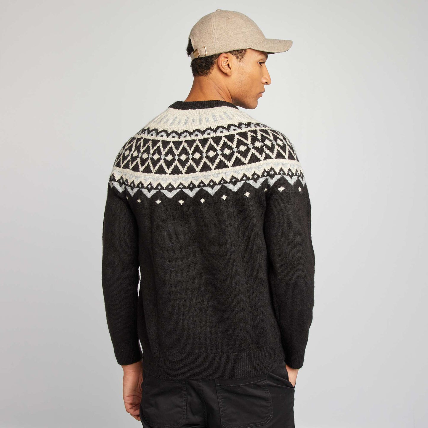 Jacquard knit jumper BLACK