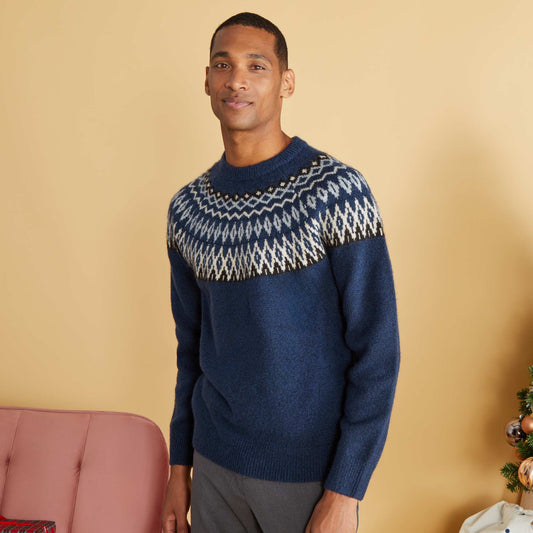 Jacquard knit jumper BLUE