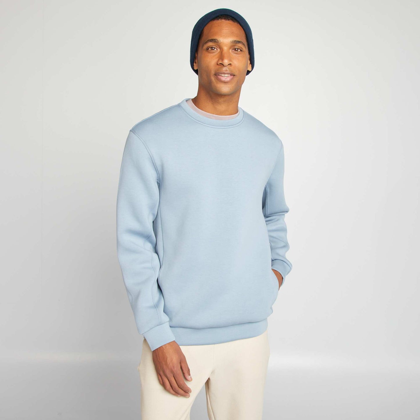 Round-neck neoprene sweatshirt BLUE