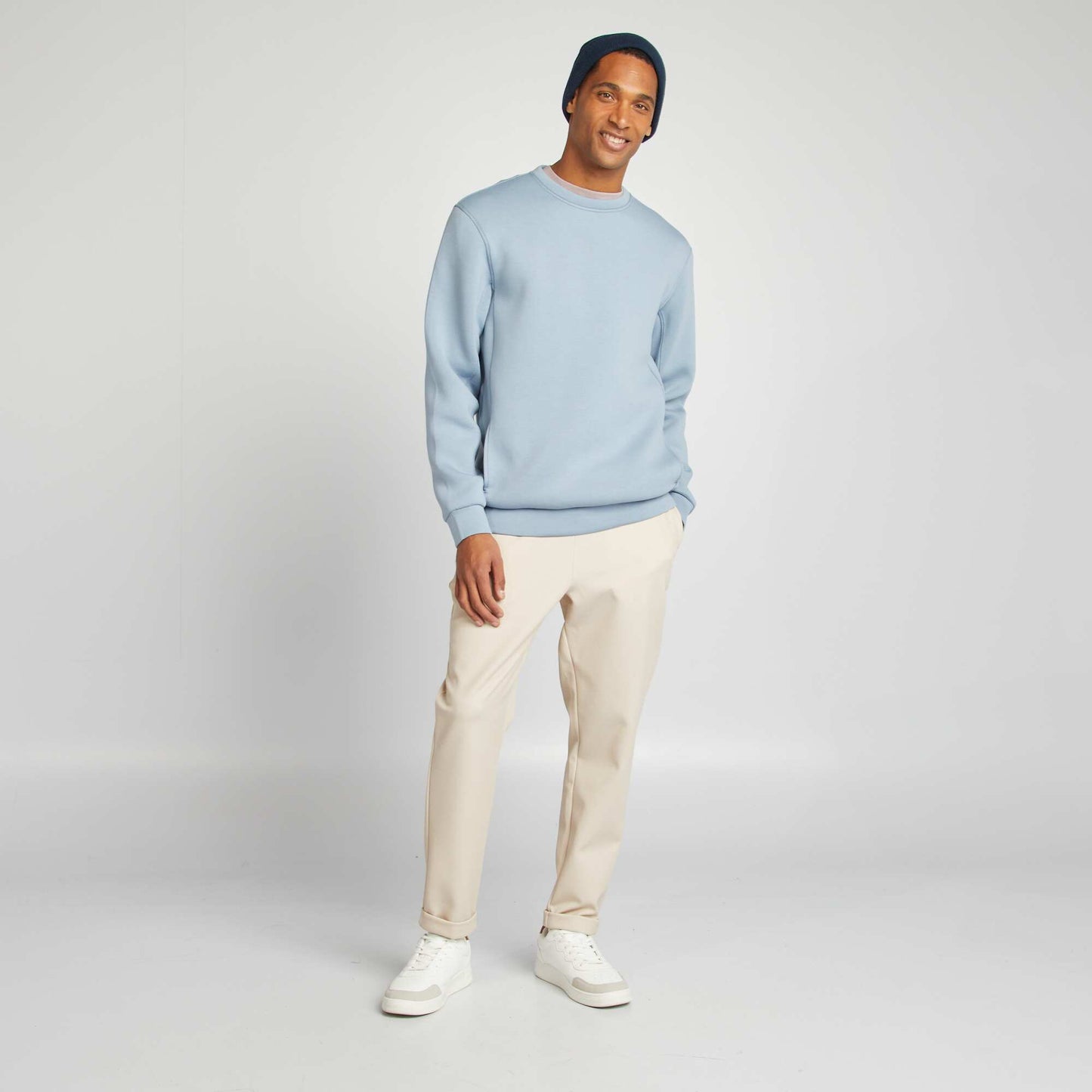 Round-neck neoprene sweatshirt BLUE